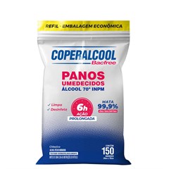 Refil Panos Umedecidos Coperalcool Bacfree 70°INPM Clássico - 150 Panos